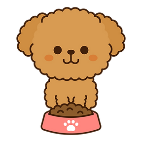 おすわりでごはんを待つ犬