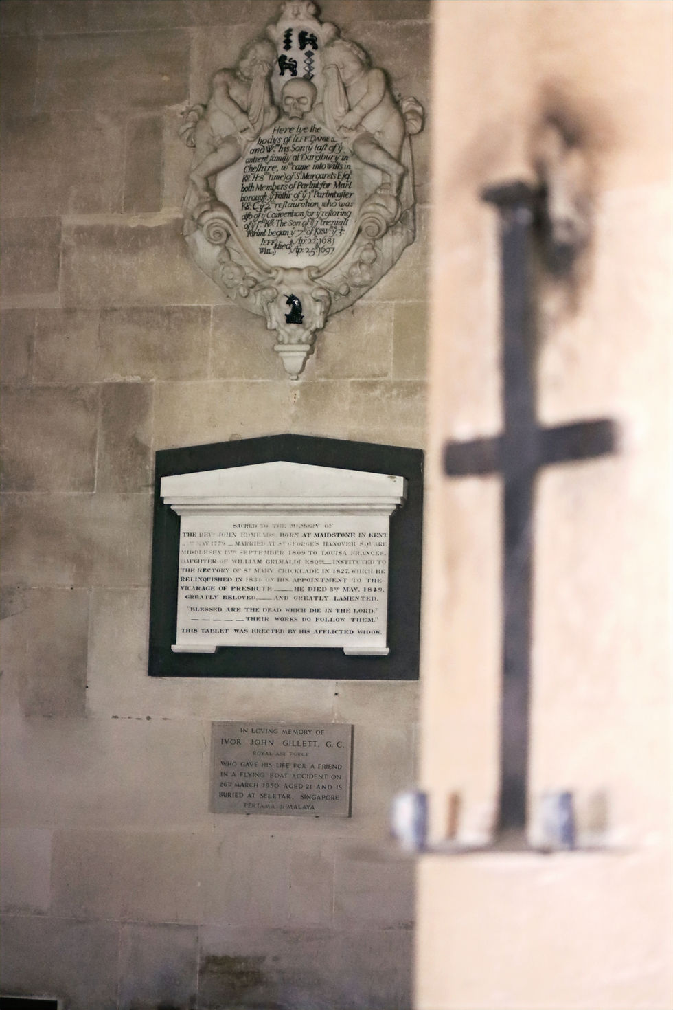 The simple memorial to the brave airman (the bottom of the three)