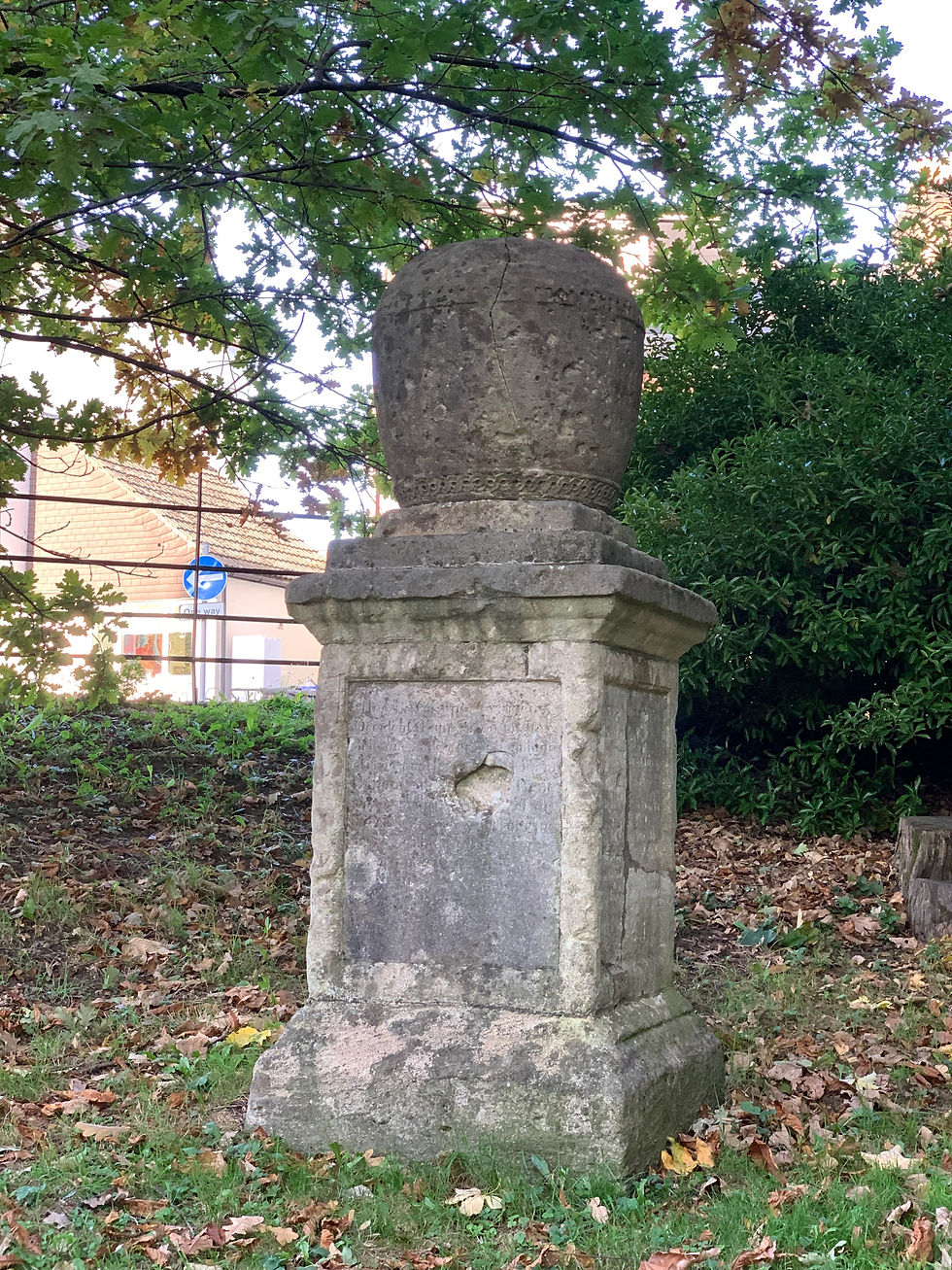 The urn depicting the location of the Saxon remains.