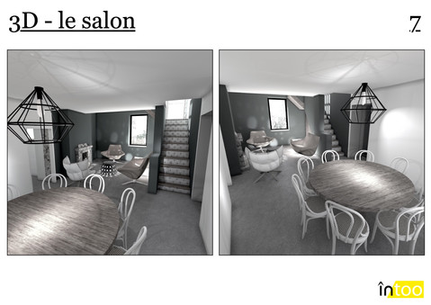 salon et espace au coin du feu