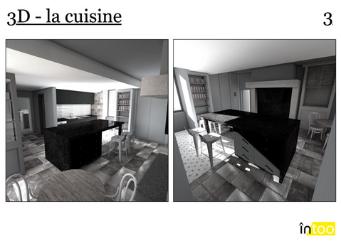 cuisine ouverte avec ilôt central