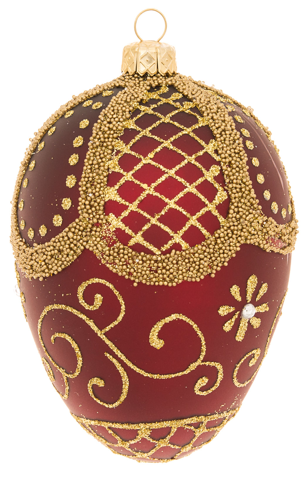 Jeweled Hand Made Faberge Style Glass Eggs Ornament White