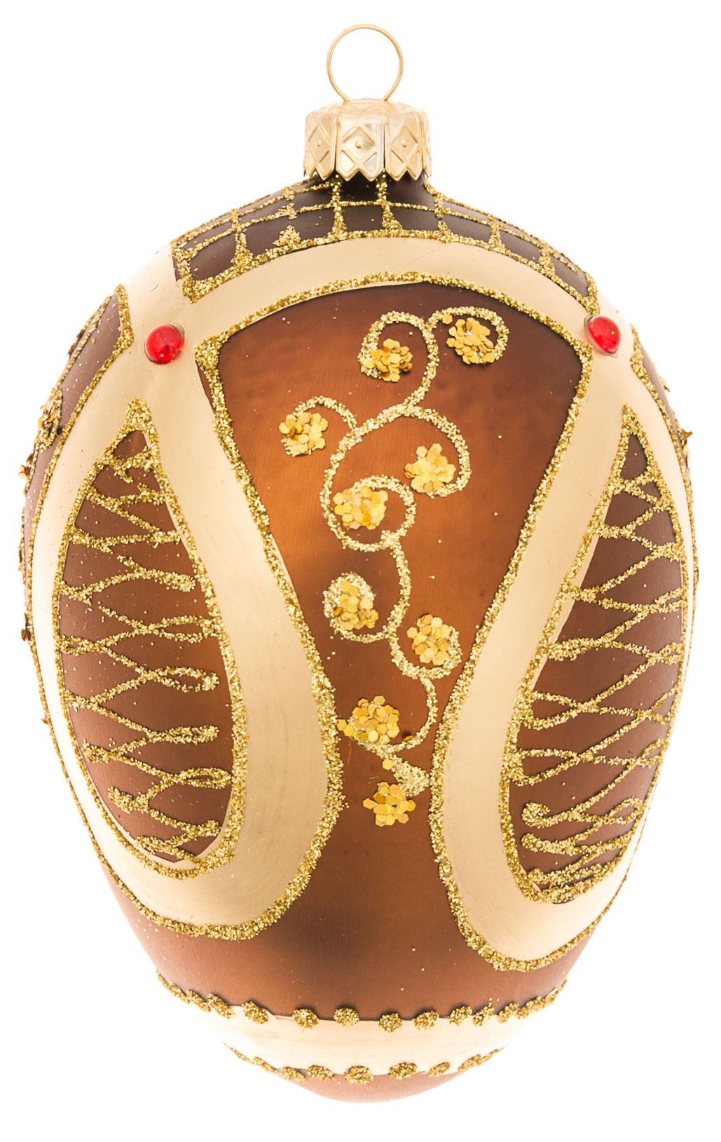 Jeweled Hand Made Faberge Style Glass Eggs Ornament Copper