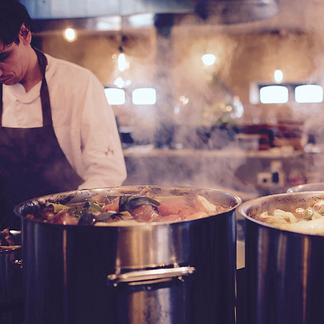 Food Cooking in Steaming Pots