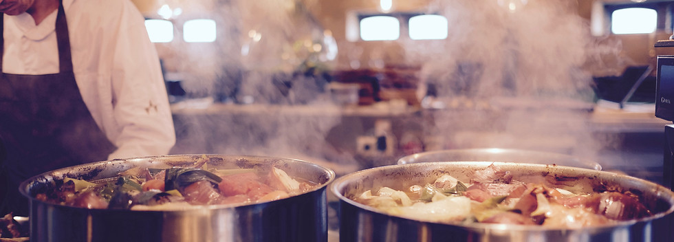 Food Cooking in Steaming Pots