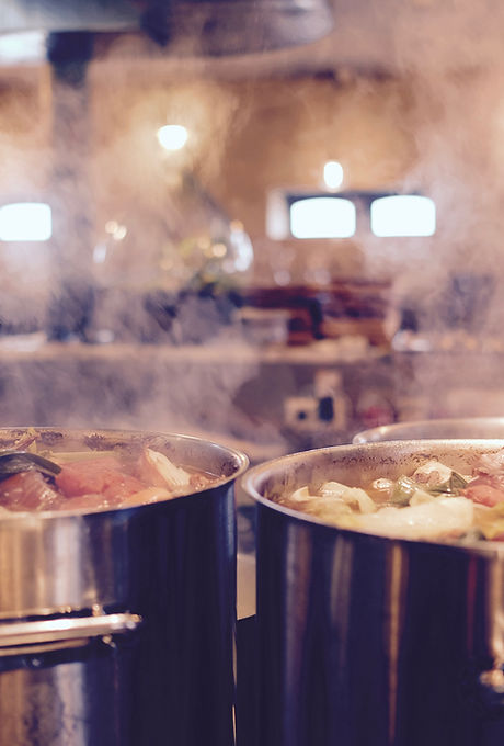 Food Cooking in Steaming Pots