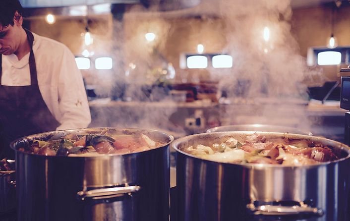 Food Cooking in Steaming Pots