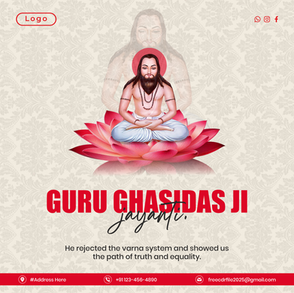 Guru Ghasidas Jayanti 2025 | Free Editable CDR File | Download Now Guru Ghasidas Jayanti Special | Freecdrfiles CDR Design | Free to Edit & Use Guru Ghasidas Jayanti Free CDR Template Social Media