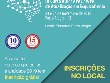 Faça sua inscrição presencial para o Curso de Esquizofrenia!