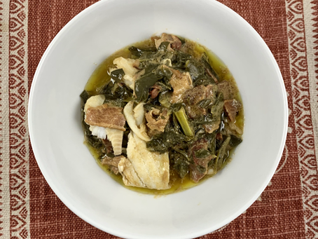 Liberian Collard Greens with Flounder