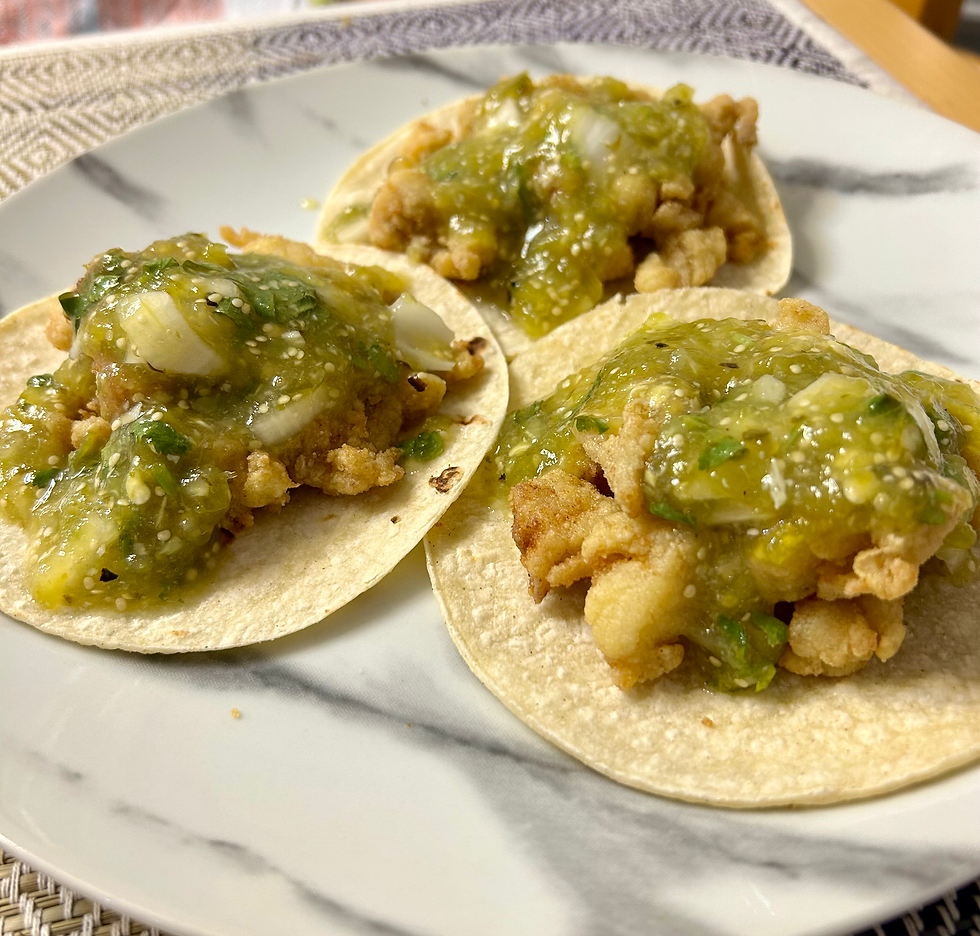 Fish Tacos with Roasted Tomatillo Salsa