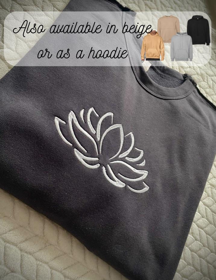 Lotus Flower Embroidered Oversized Unisex Sweatshirt or Hoodie