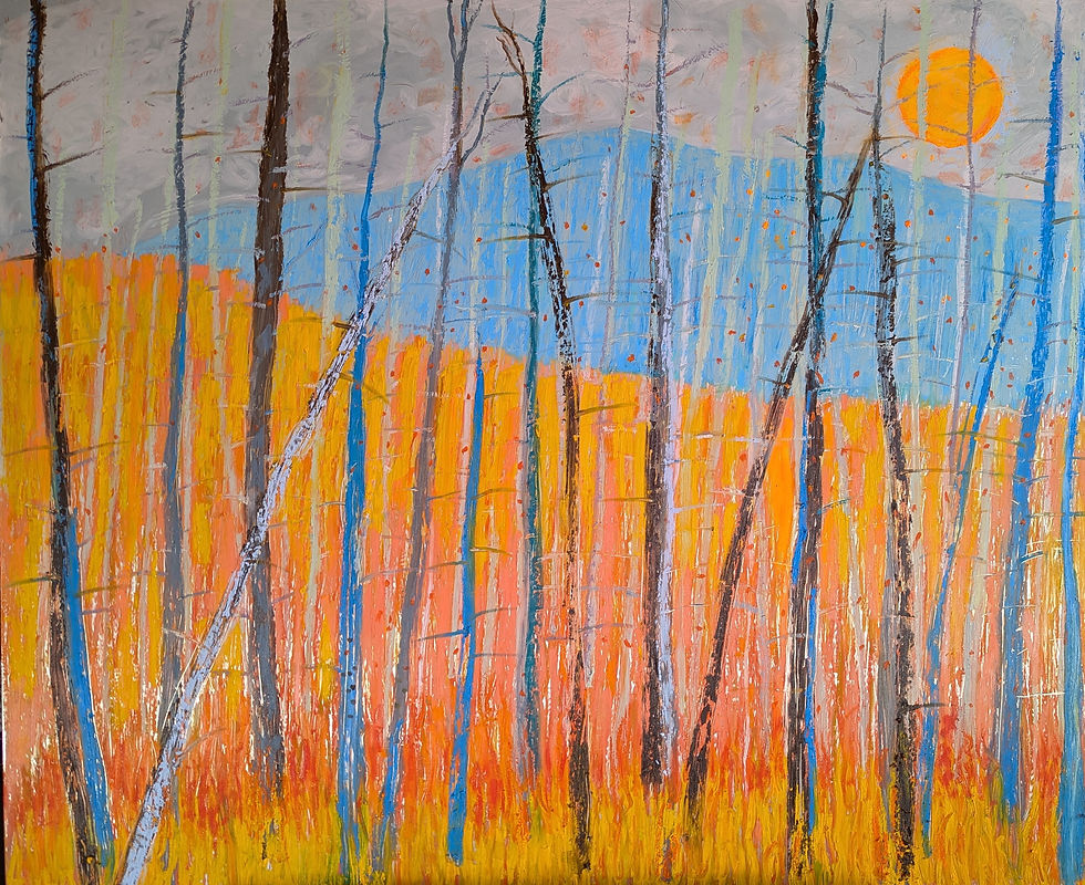Mountains 30 x 26" Oil on Aluminum by Laurinda Stockwell