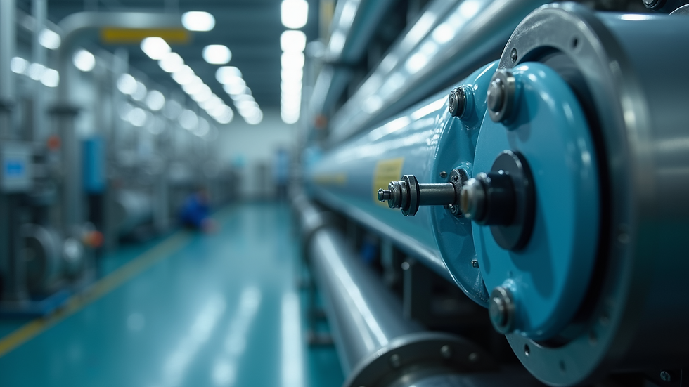 Close-up view of membrane filtration system in industrial plant