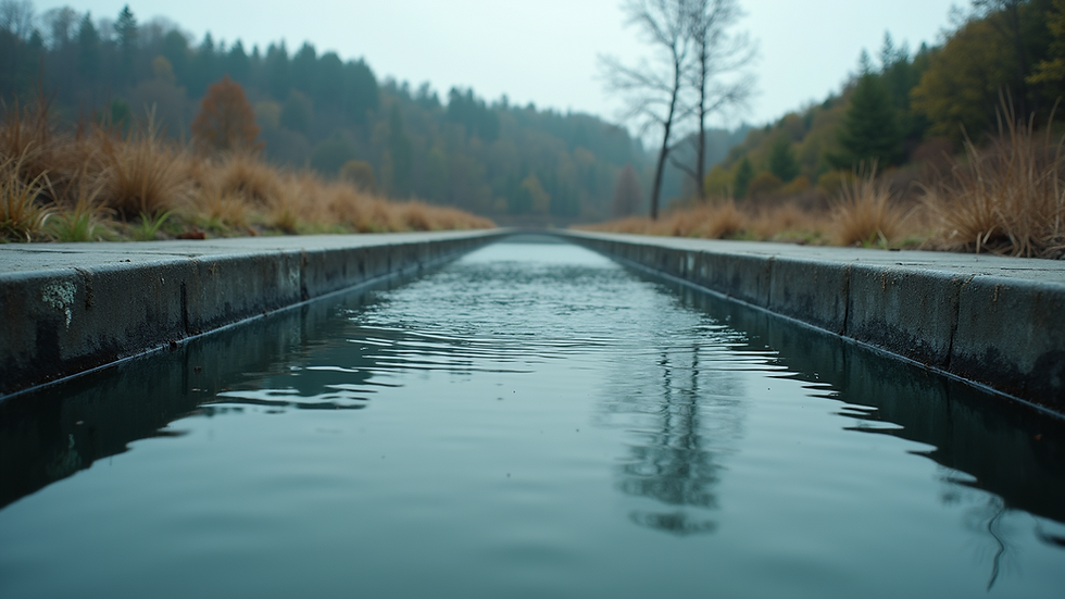 Close-up view of industrial wastewater treatment tanks