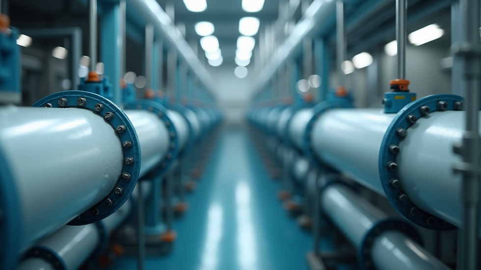 Close-up view of membrane filtration system in industrial plant