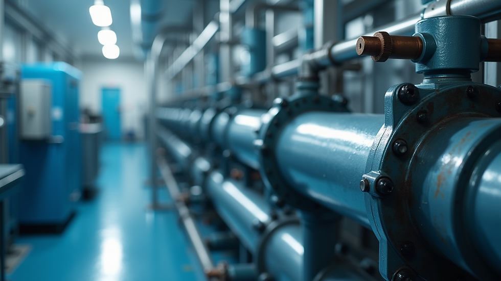 Close-up view of industrial water filtration system