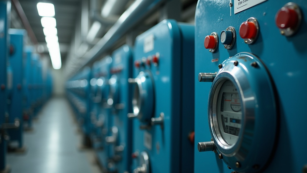 Close-up view of industrial water treatment control panel