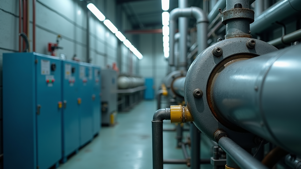 High angle view of industrial wastewater monitoring equipment