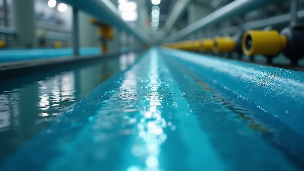 Close-up of membrane bioreactor modules in a wastewater treatment facility