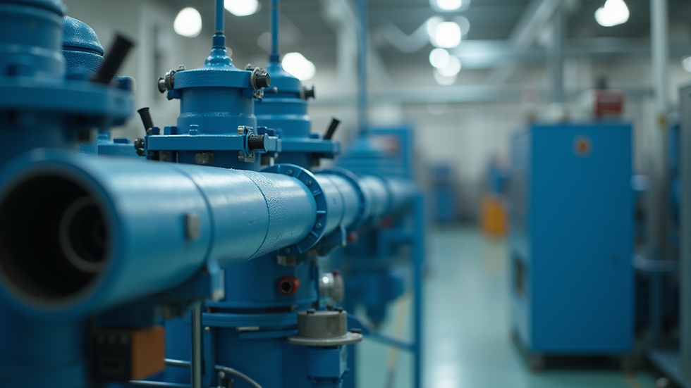 Close-up view of membrane filtration system in industrial plant