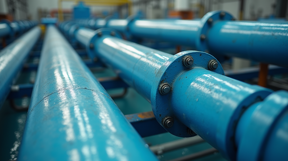 High angle view of membrane filtration units in an industrial water treatment facility