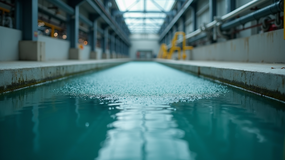 Close-up view of aeration tank in wastewater treatment plant