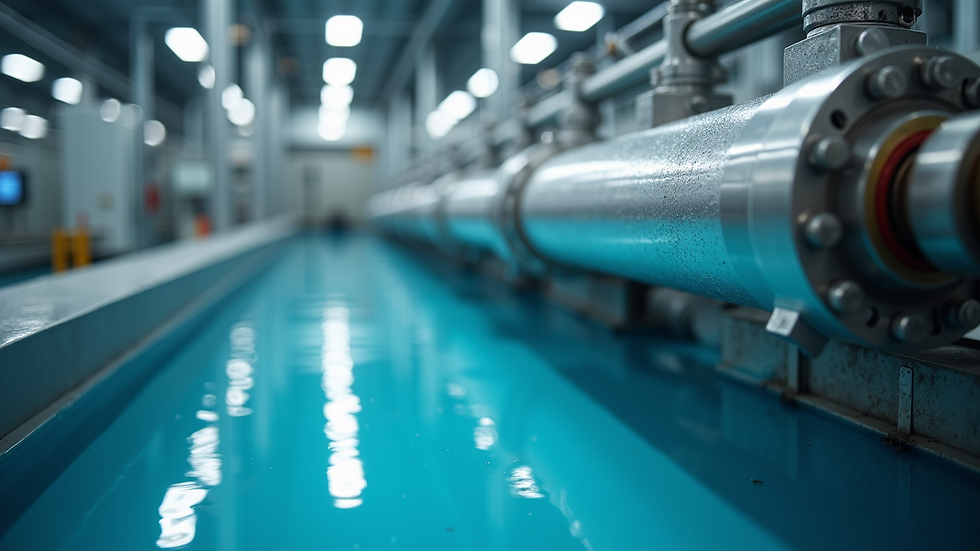 High angle view of advanced membrane filtration system in an industrial plant