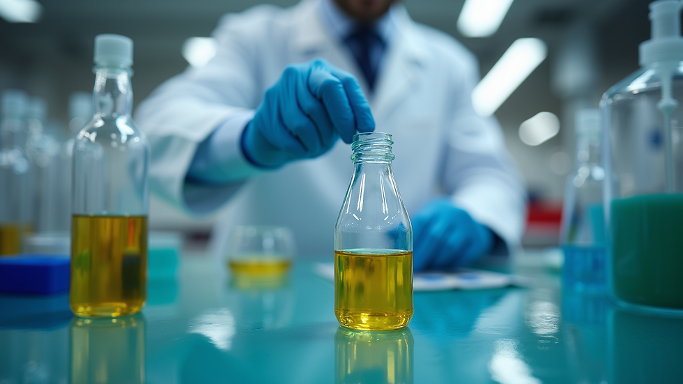 Eye-level view of industrial wastewater sample testing in laboratory