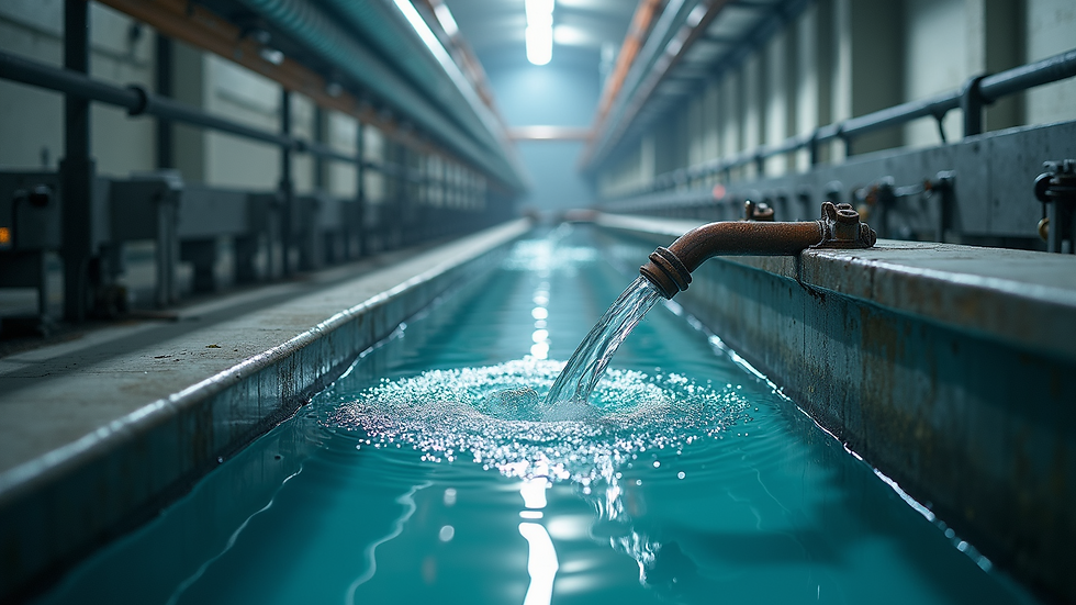 High angle view of industrial water recycling system