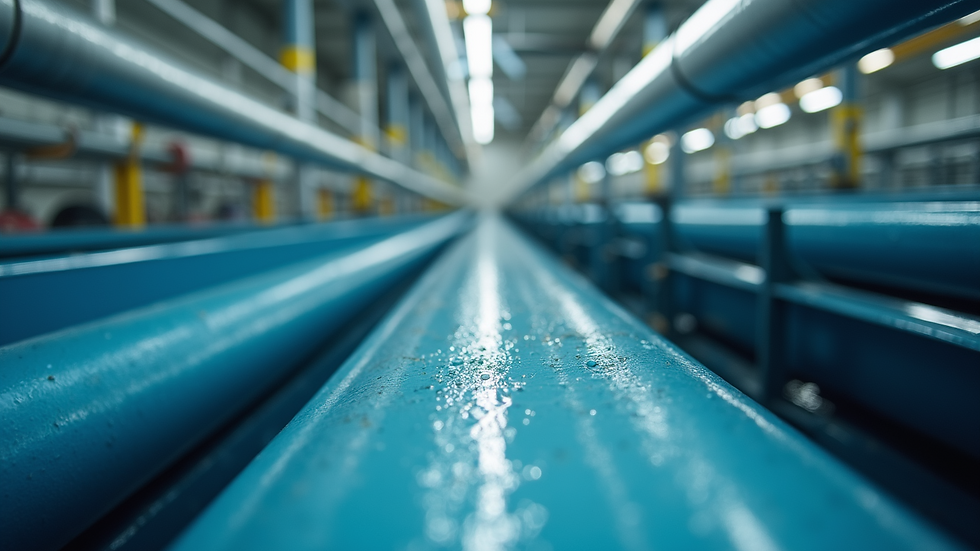 High angle view of membrane filtration units in industrial wastewater treatment
