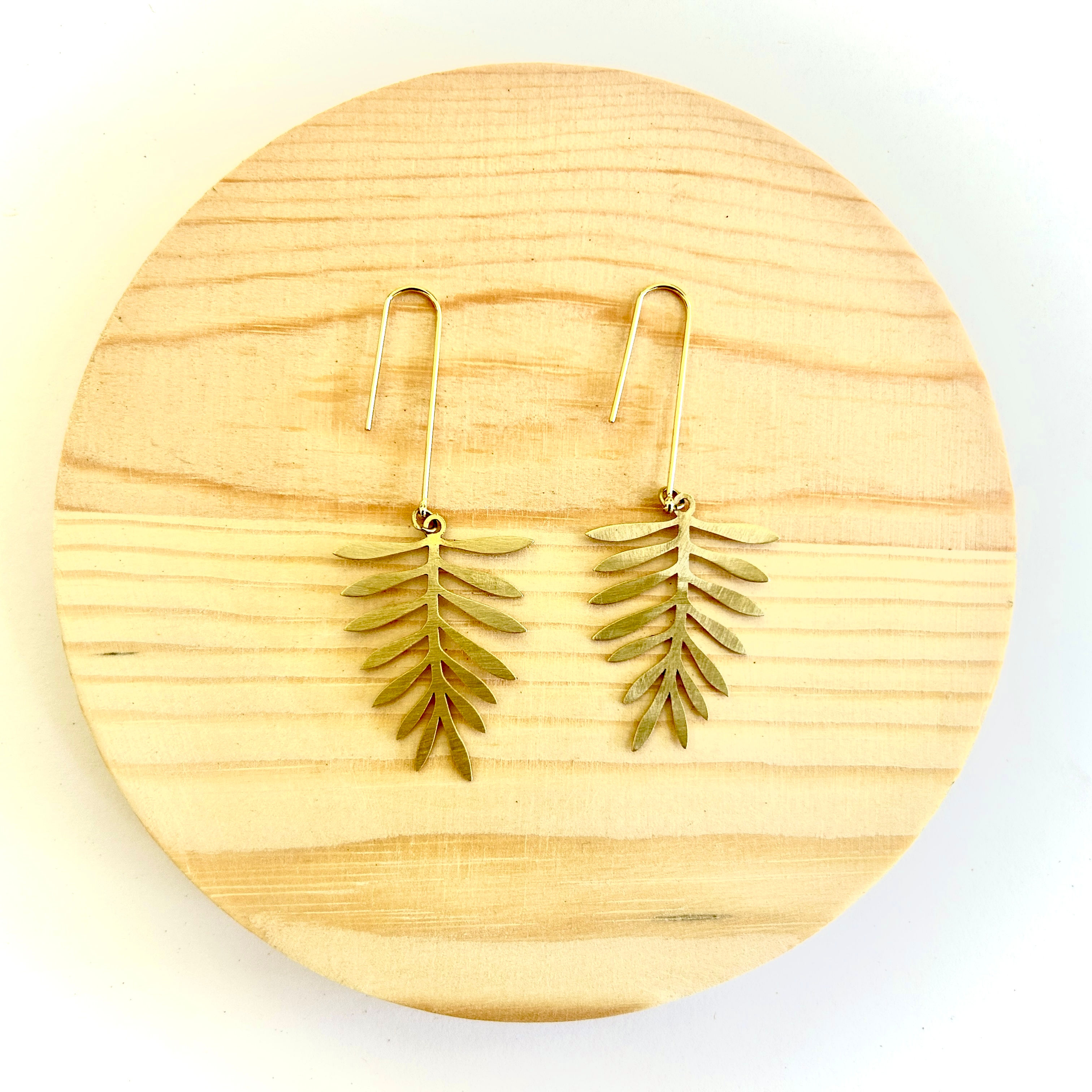 Curved Fern Drop Earrings