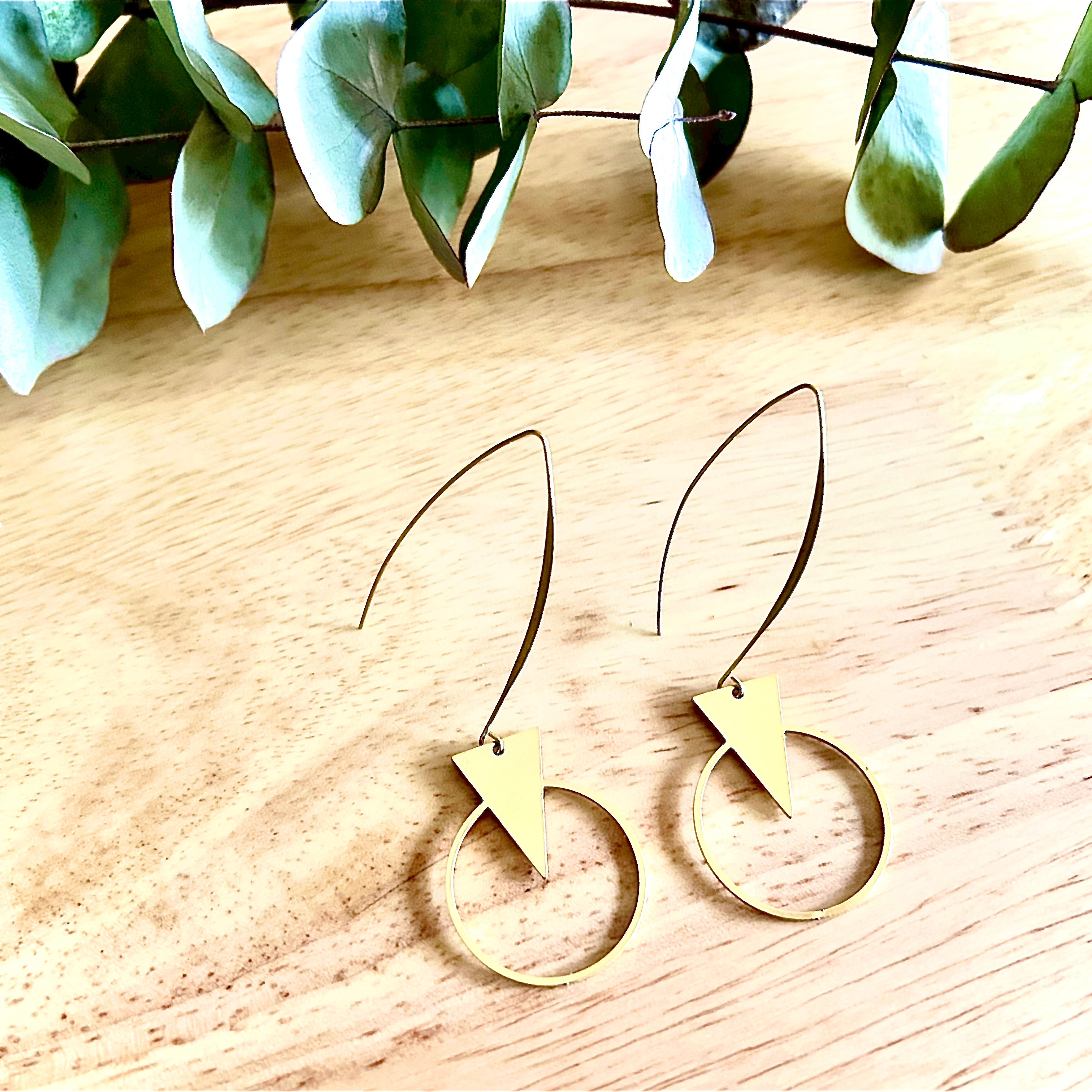 Circle + Triangle Elongated Drop Earrings - Wholesale