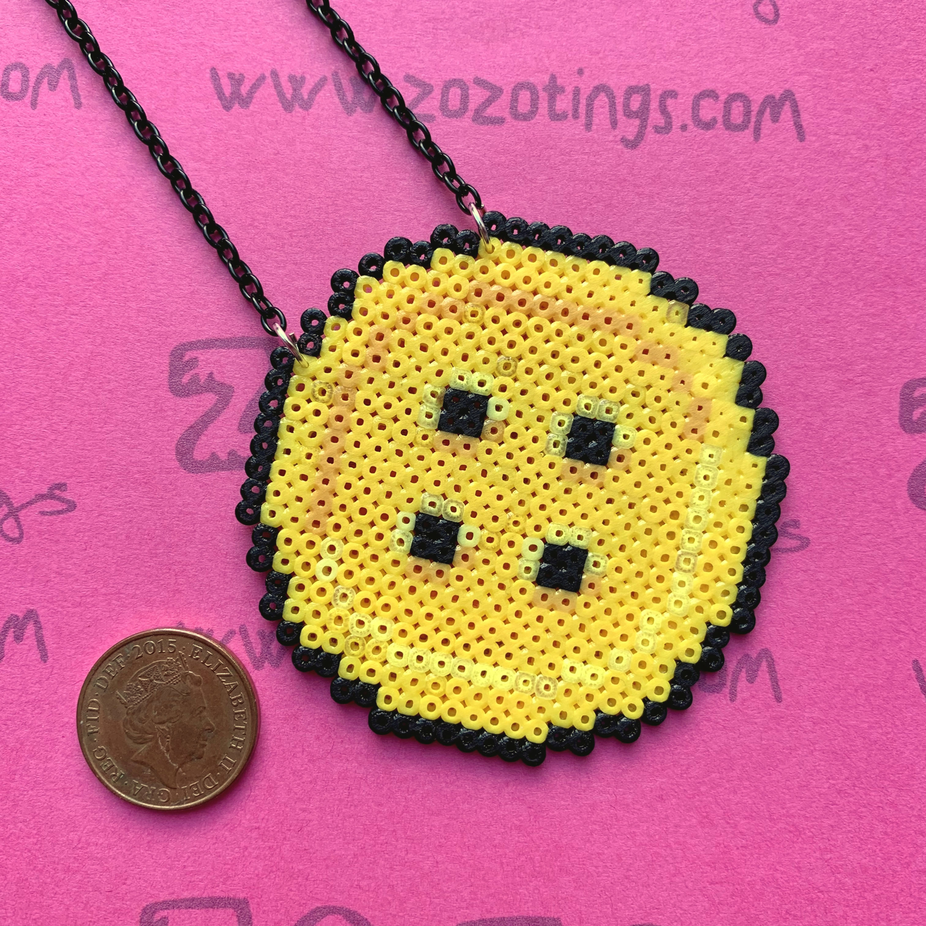 Button Moon Pixel Necklace