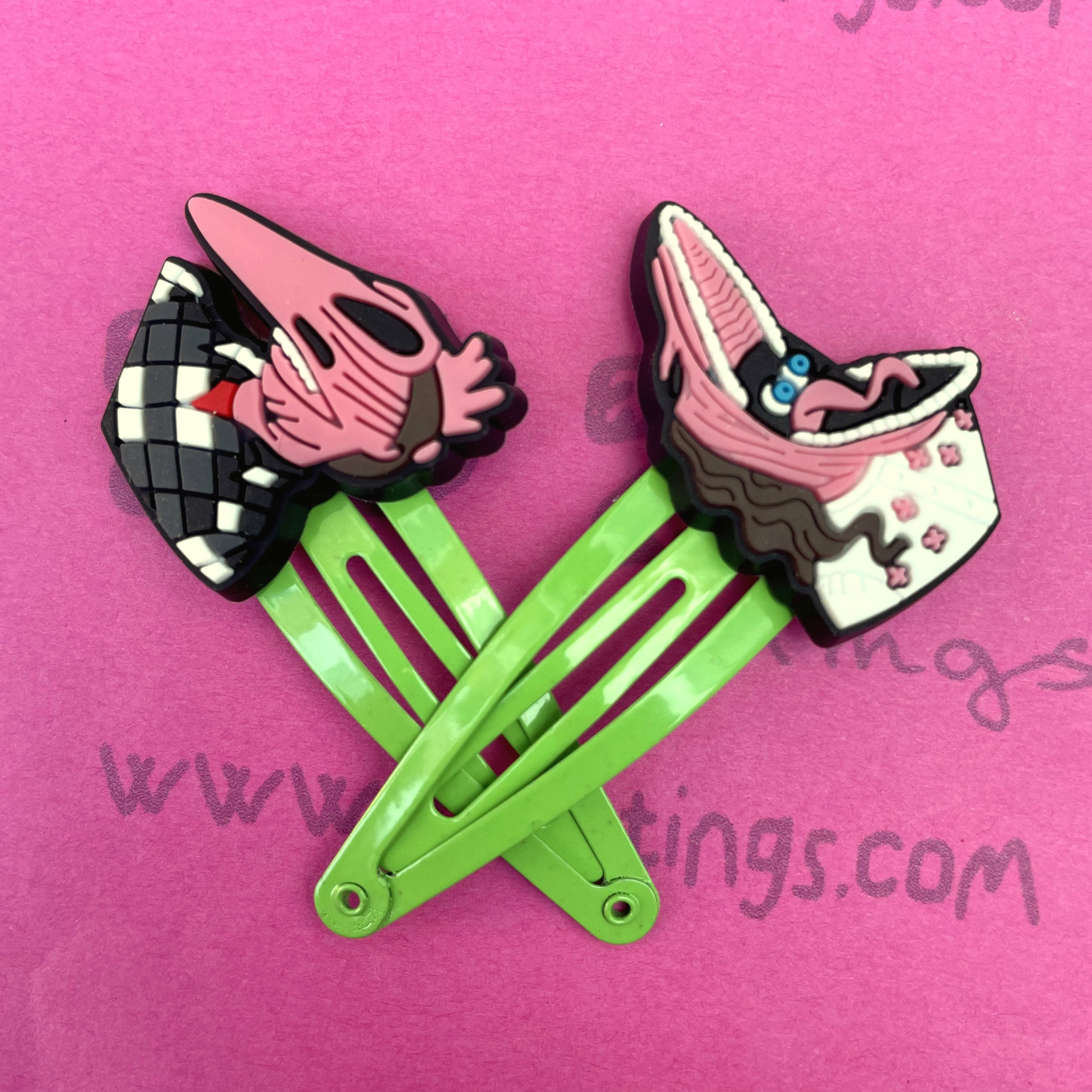 Beetlejuice 'Adam & Barbara' Scary Faces Snap Hair Clips