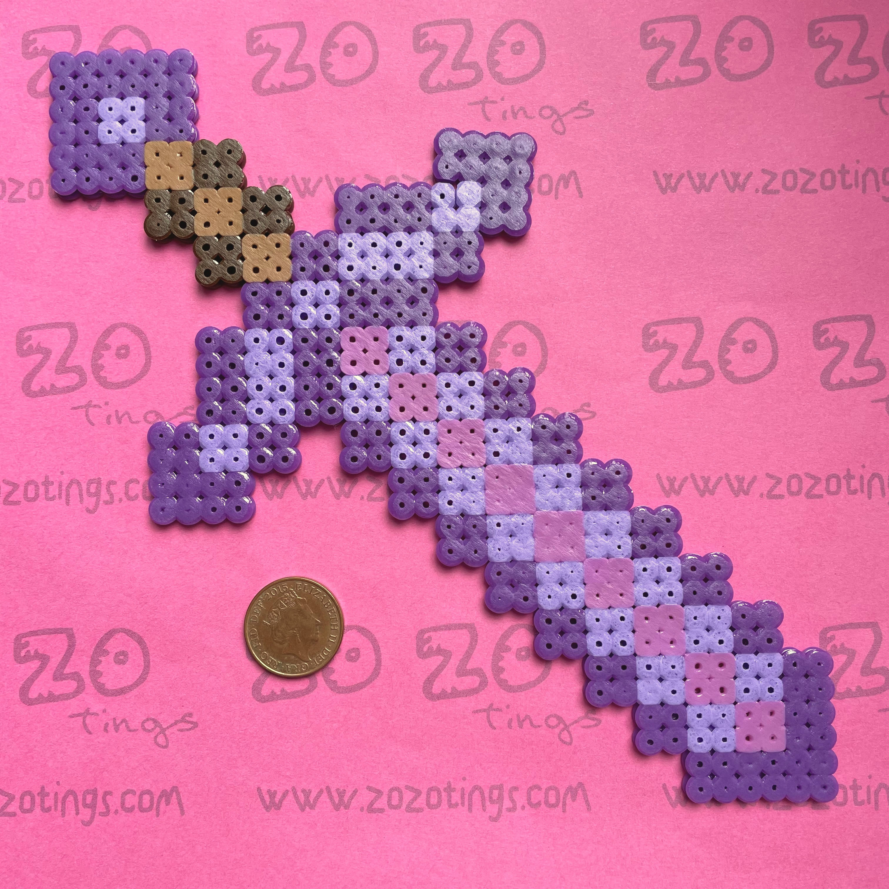 Minecraft Enchanted Diamond Sword Pixel Cake Topper