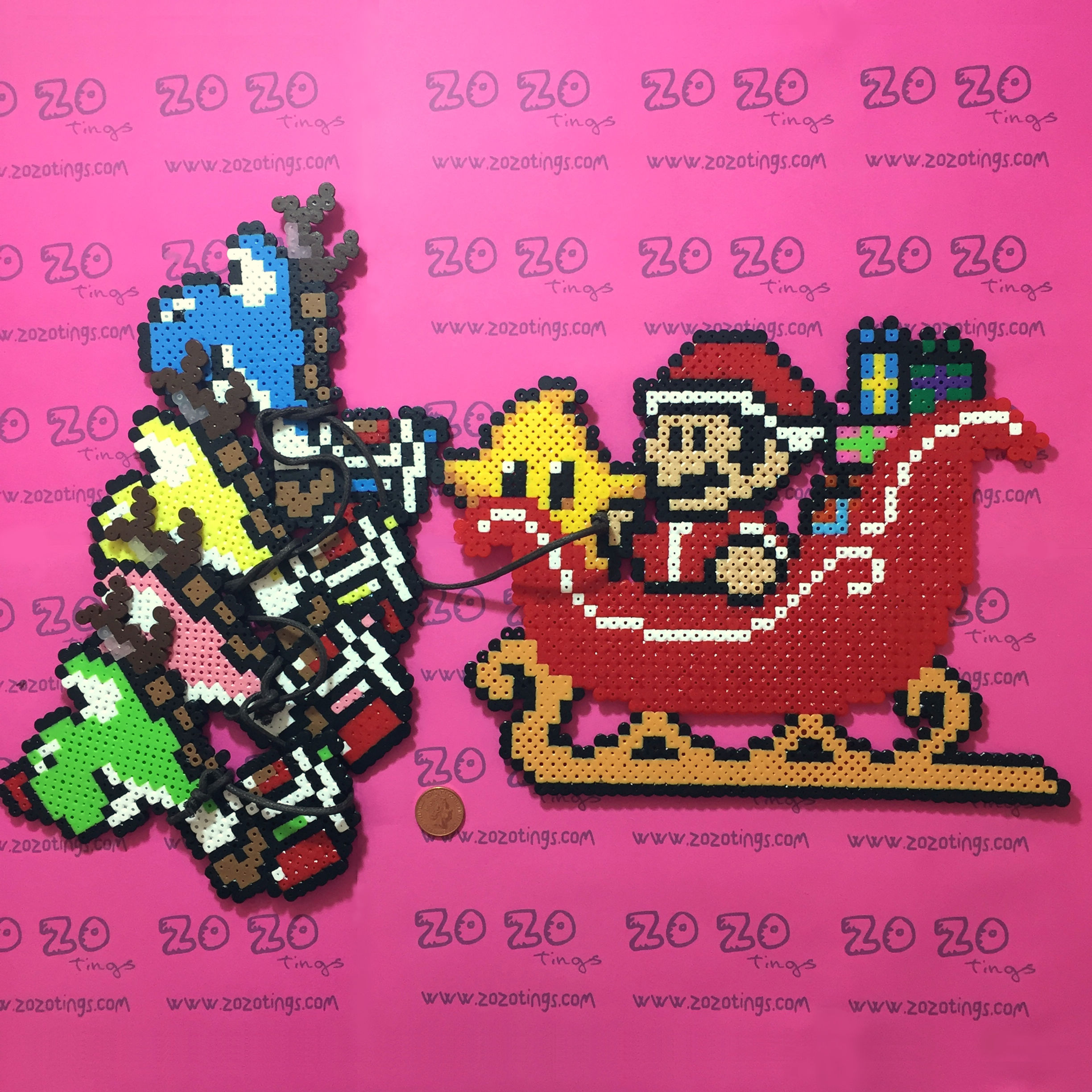 Mario Christmas Pixel Sleigh Decoration
