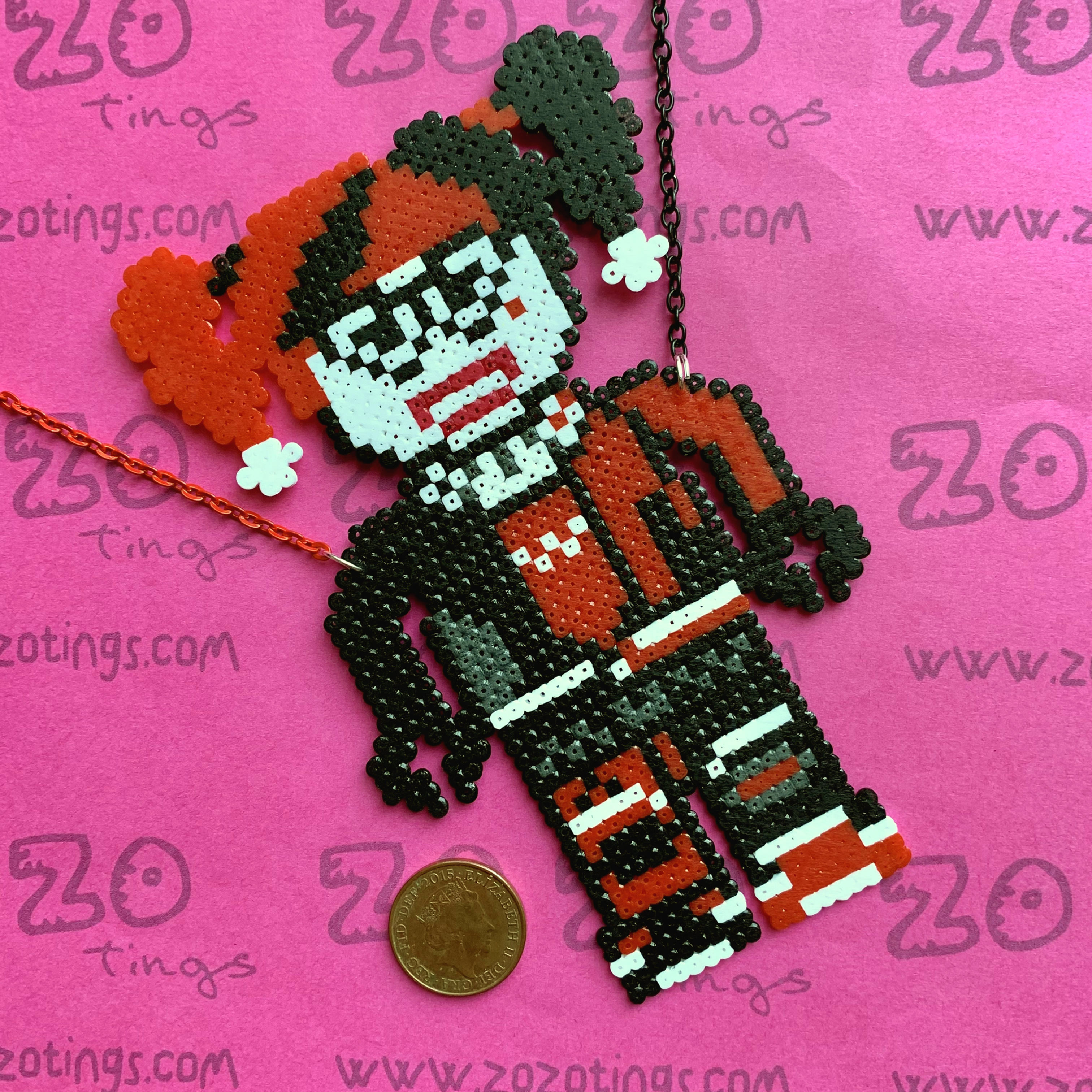 Harley Quinn Lego Style Pixel Necklace