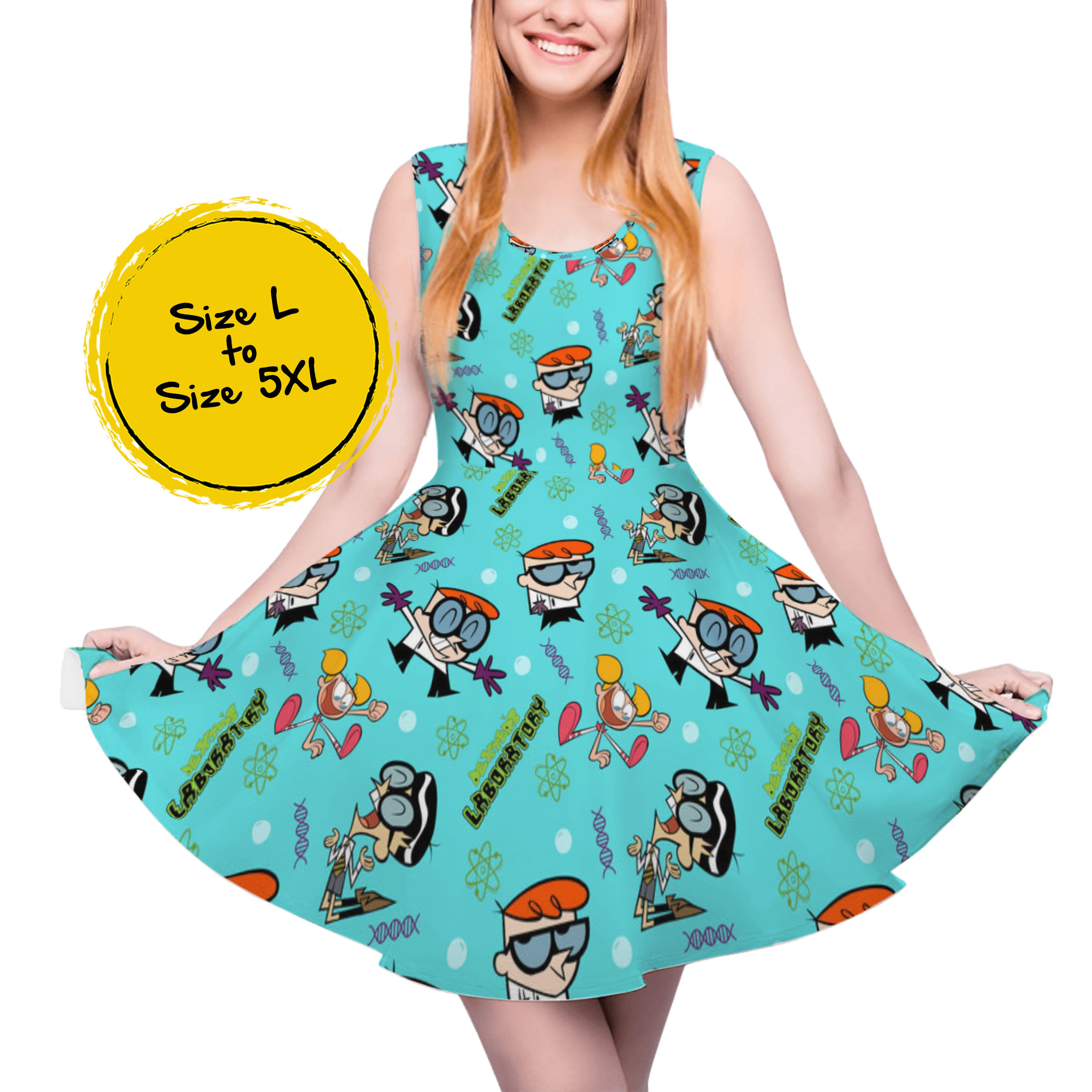 Science Boy Sleeveless Skater Dress Plus Size
