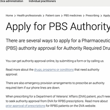 Pharmaceutical Benefits Scheme (PBS) Authority for Junior Doctors 