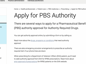 Pharmaceutical Benefits Scheme (PBS) Authority for Junior Doctors