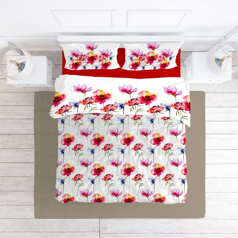 Lenzuolo in percalle di cotone con fantasia di fiori, morbido e fresco, per un comfort superiore e un tocco elegante