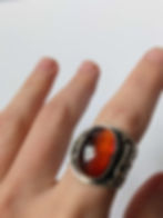 Adjustable Amber Ring 925 Sterling Silver size 6.75