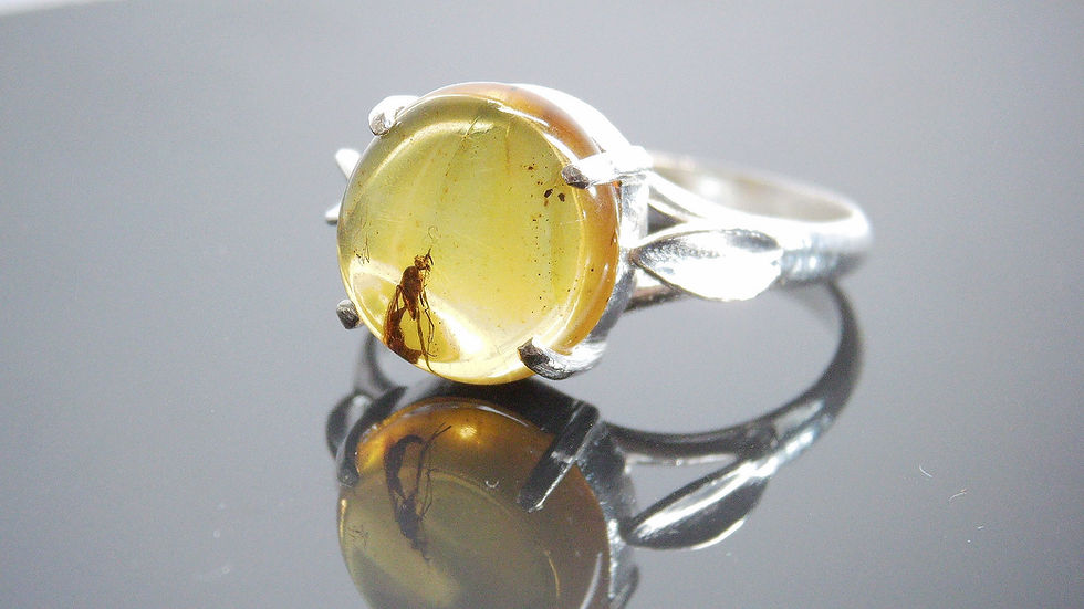 Thumbnail: Amber Jewelry • Size 13 Female • .925 ring with wasp • #42