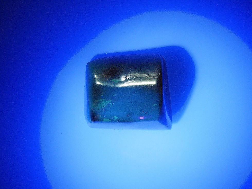 Thumbnail: Dominican Amber with flying insect under uv light