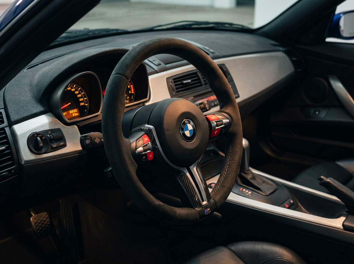 Close-up of a BMW M car interior