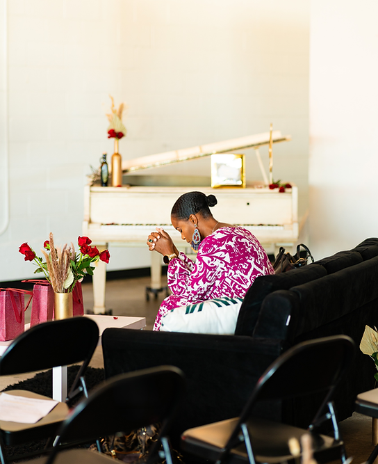 Woman sitting alone praying