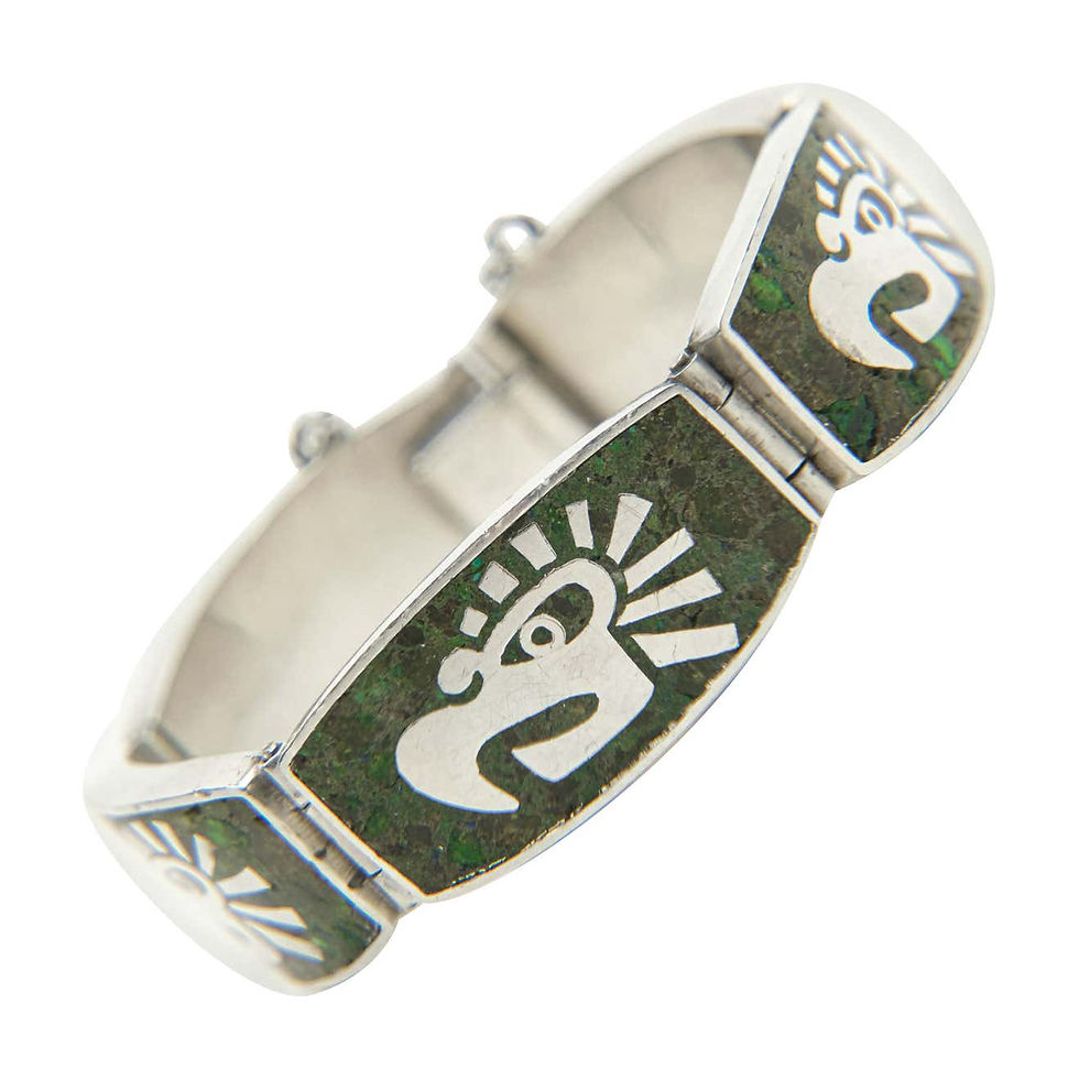 Taxco Miguél Meléndez Sterling Inlay Eagle Panel Bracelet