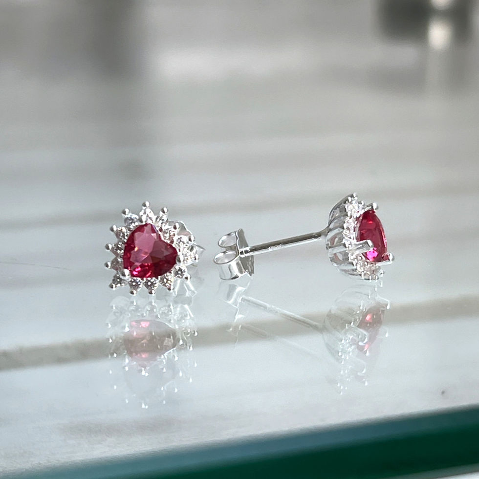 Miniatura: Aros corazón pistilo circón piedra