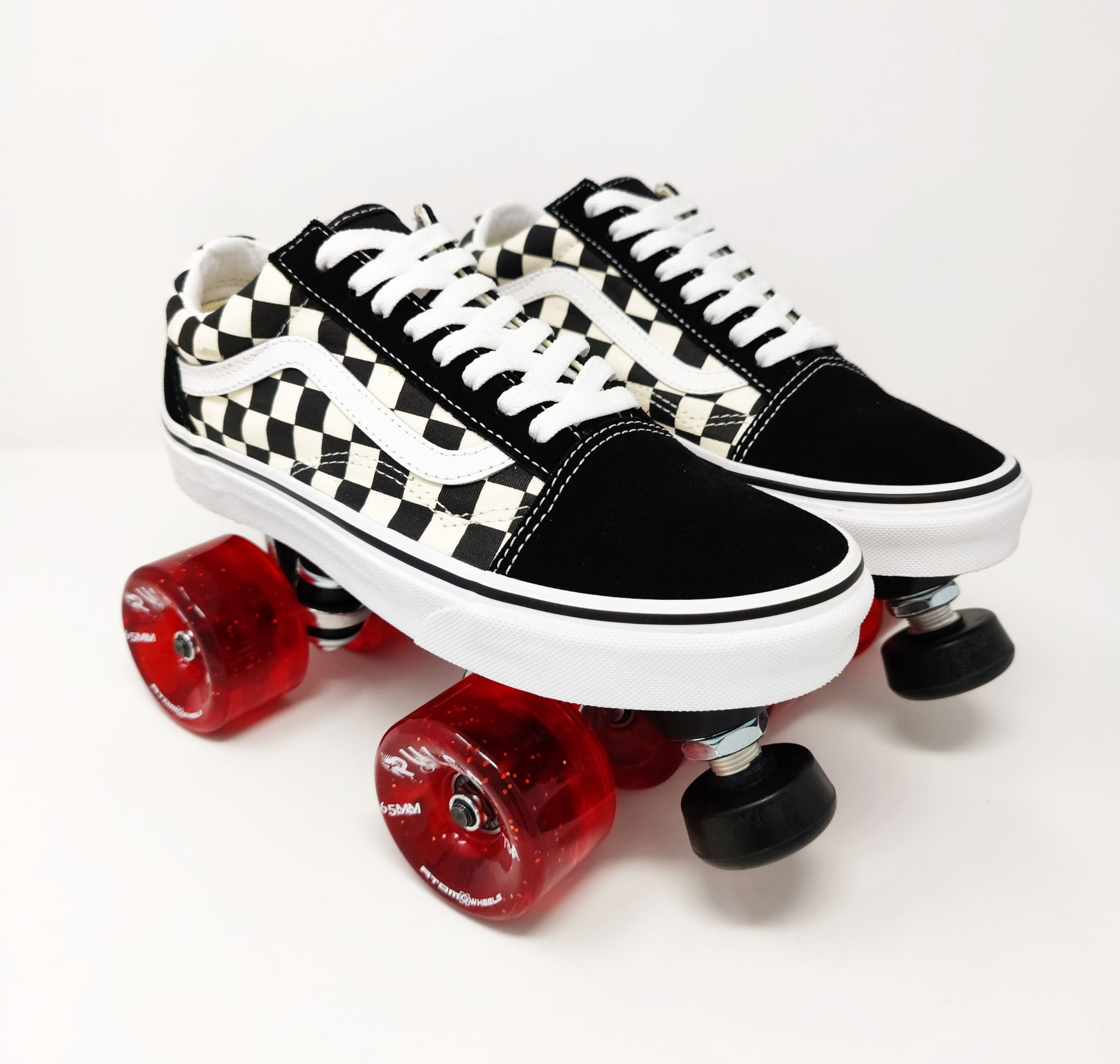 Custom Vans Old Skool Outdoor Roller Skates with Nylon Plates and PULSE Wheels